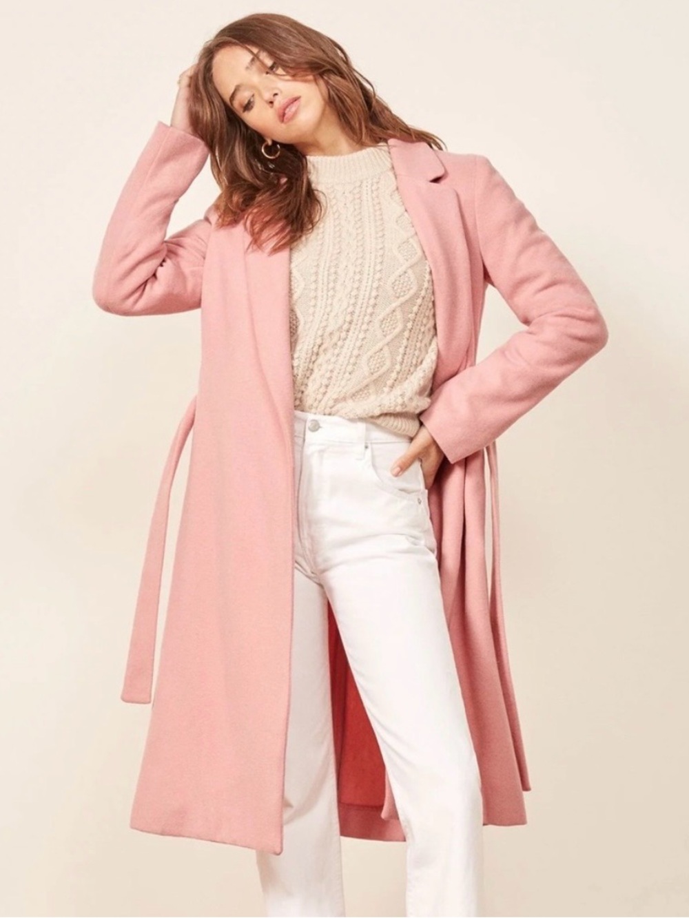 Reformation Pink Warton Wool Coat- Small